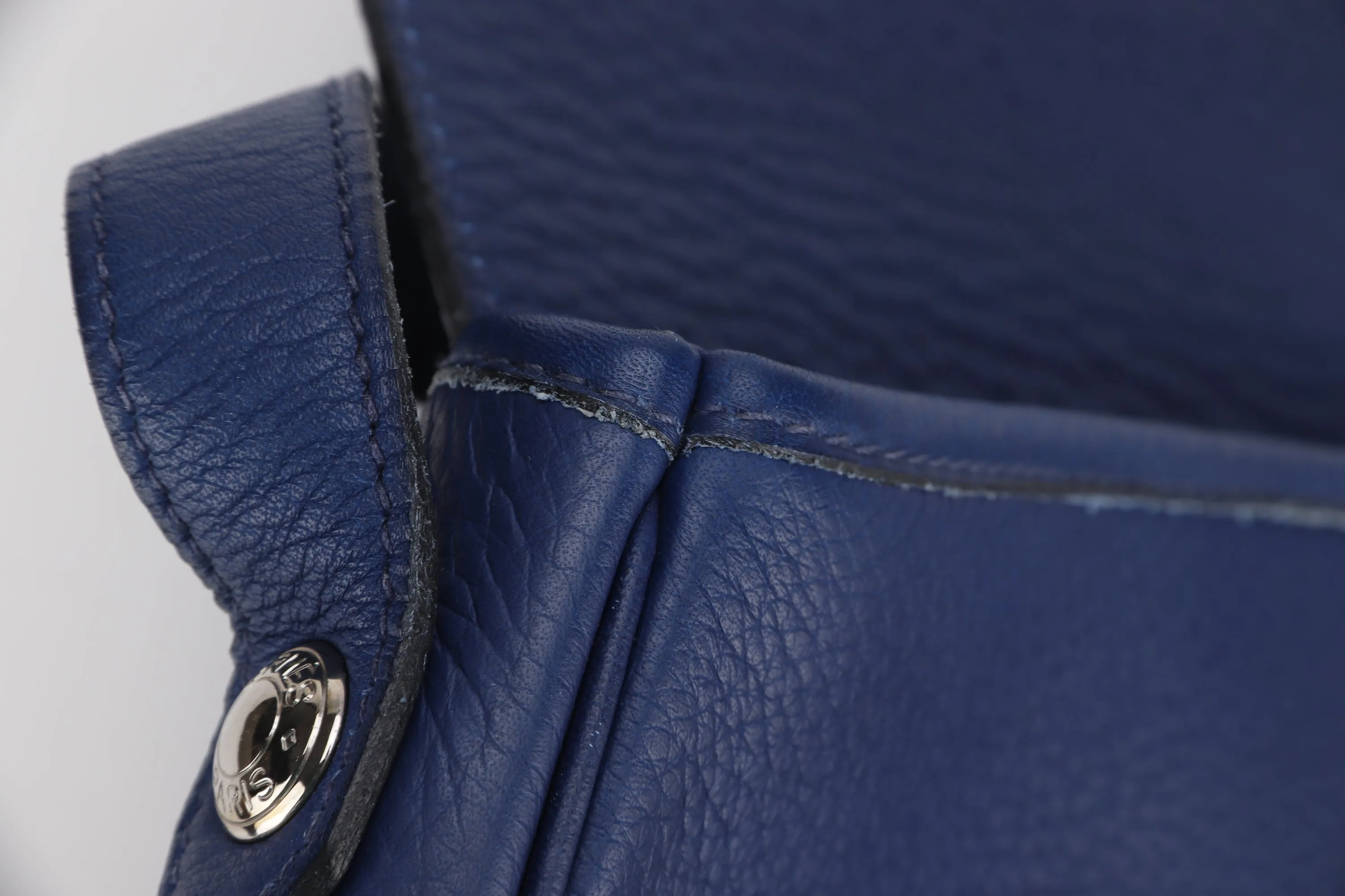 HERMES CHRISTINE SHOULDER BAG (STAMP A) BLUE CALF LEATHER, WITH DUST COVER