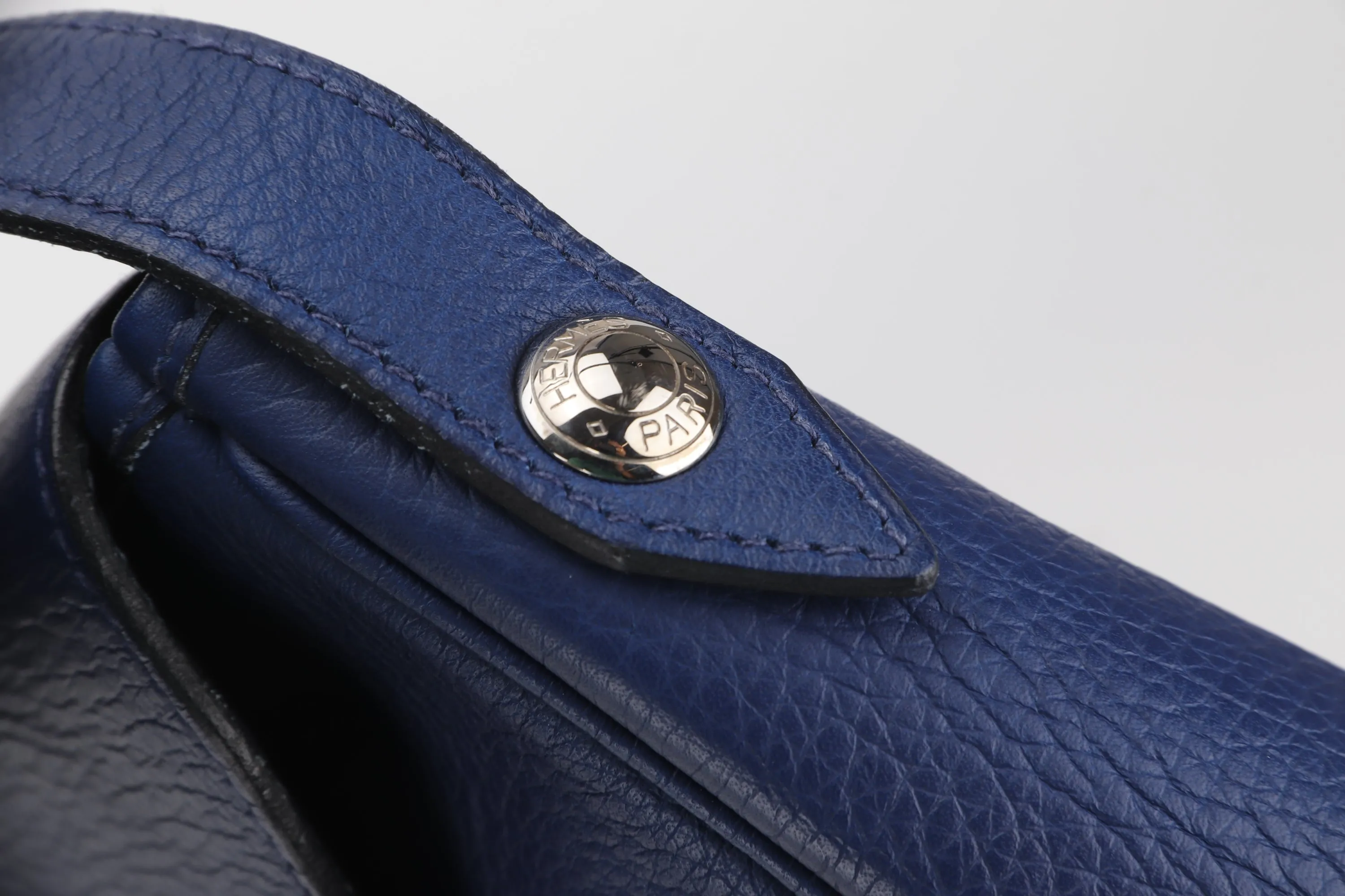 HERMES CHRISTINE SHOULDER BAG (STAMP A) BLUE CALF LEATHER, WITH DUST COVER