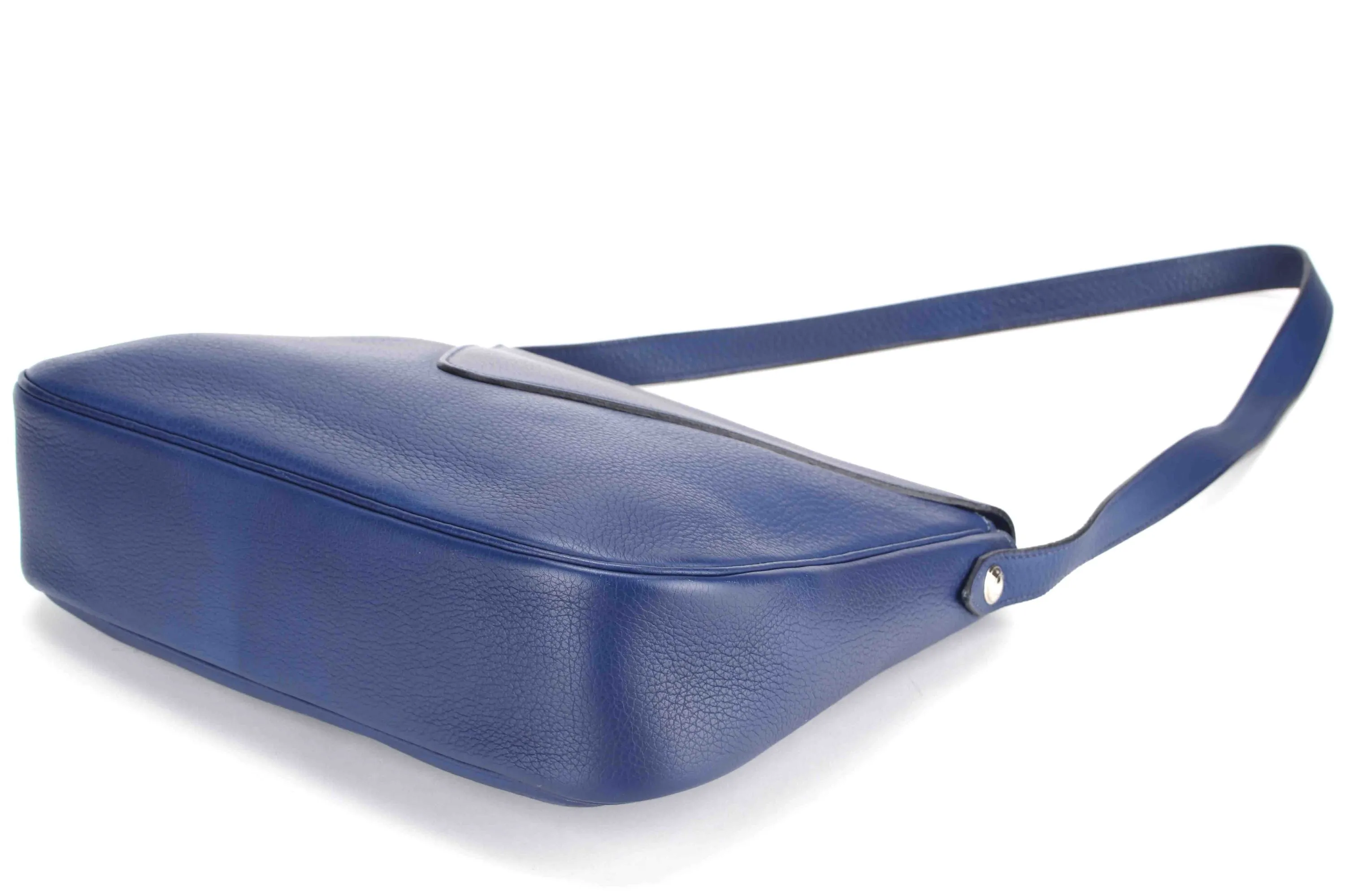 HERMES CHRISTINE SHOULDER BAG (STAMP A) BLUE CALF LEATHER, WITH DUST COVER