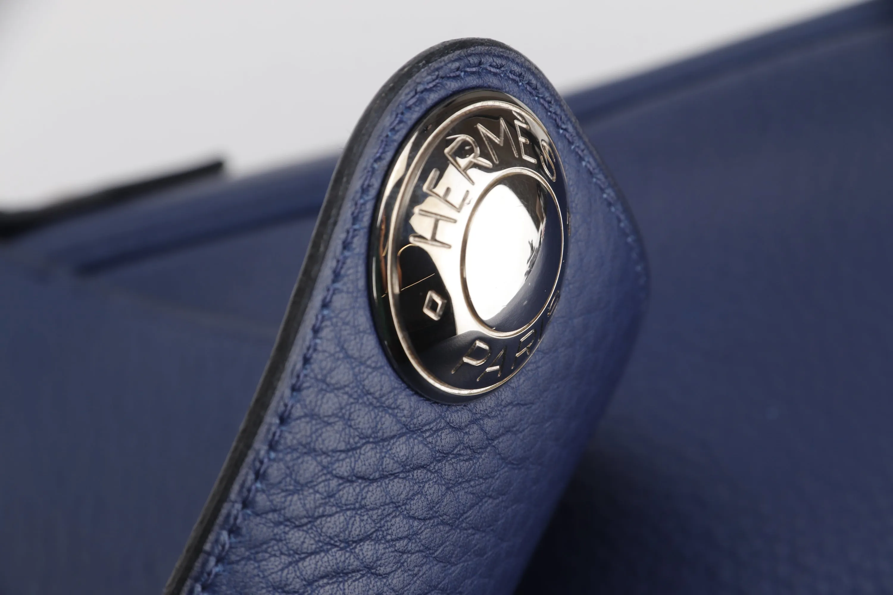 HERMES CHRISTINE SHOULDER BAG (STAMP A) BLUE CALF LEATHER, WITH DUST COVER
