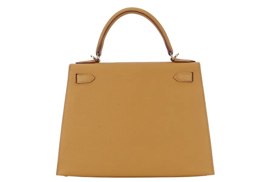 HERMES KELLY 28 SELLIER SESAME EPSOM GOLD HARDWARE STAMP Y (2020) WITH DUST COVER, LOCK, KEYS, RAINCOAT AND STRAPS