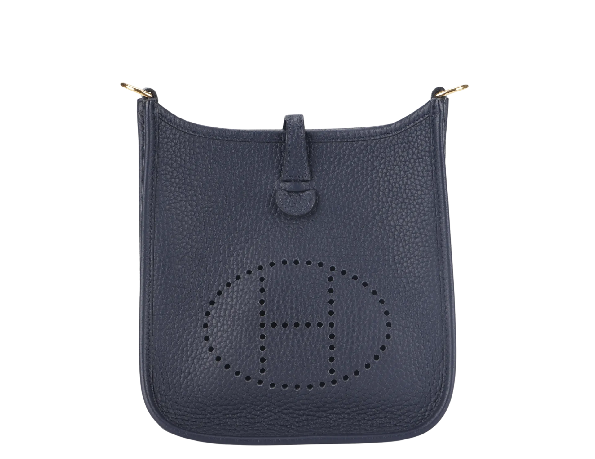 HERMES MINI EVELYNE TPM BLUE NUIT CLEMENCE GOLD HARDWARE STAMP C (2018) NO DUST COVER