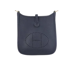HERMES MINI EVELYNE TPM BLUE NUIT CLEMENCE GOLD HARDWARE STAMP C (2018) NO DUST COVER