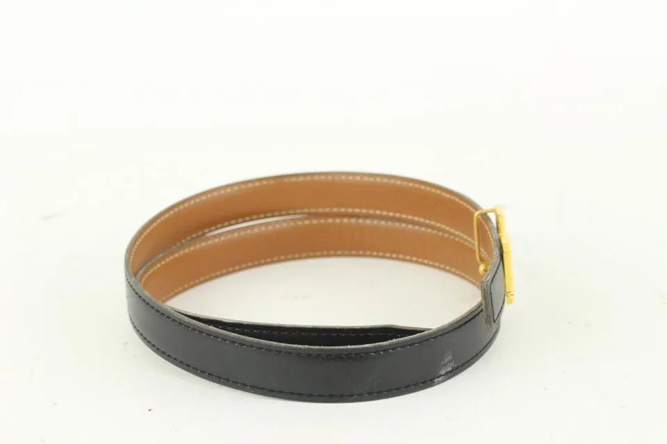 Hermès 18mm Reversible Black x Brown x Gold H Logo Thin Belt Kit 930h17