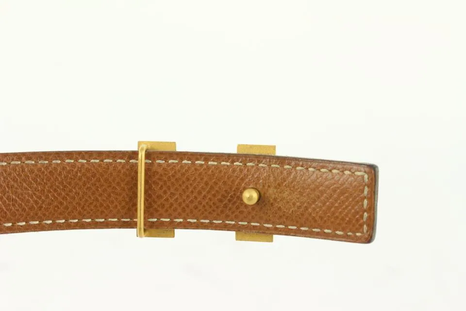 Hermès 18mm Reversible Black x Brown x Gold H Logo Thin Belt Kit 930h17