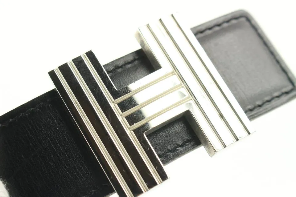 Hermès Black x Silver Reversible Cadena H Belt Kit 863her49