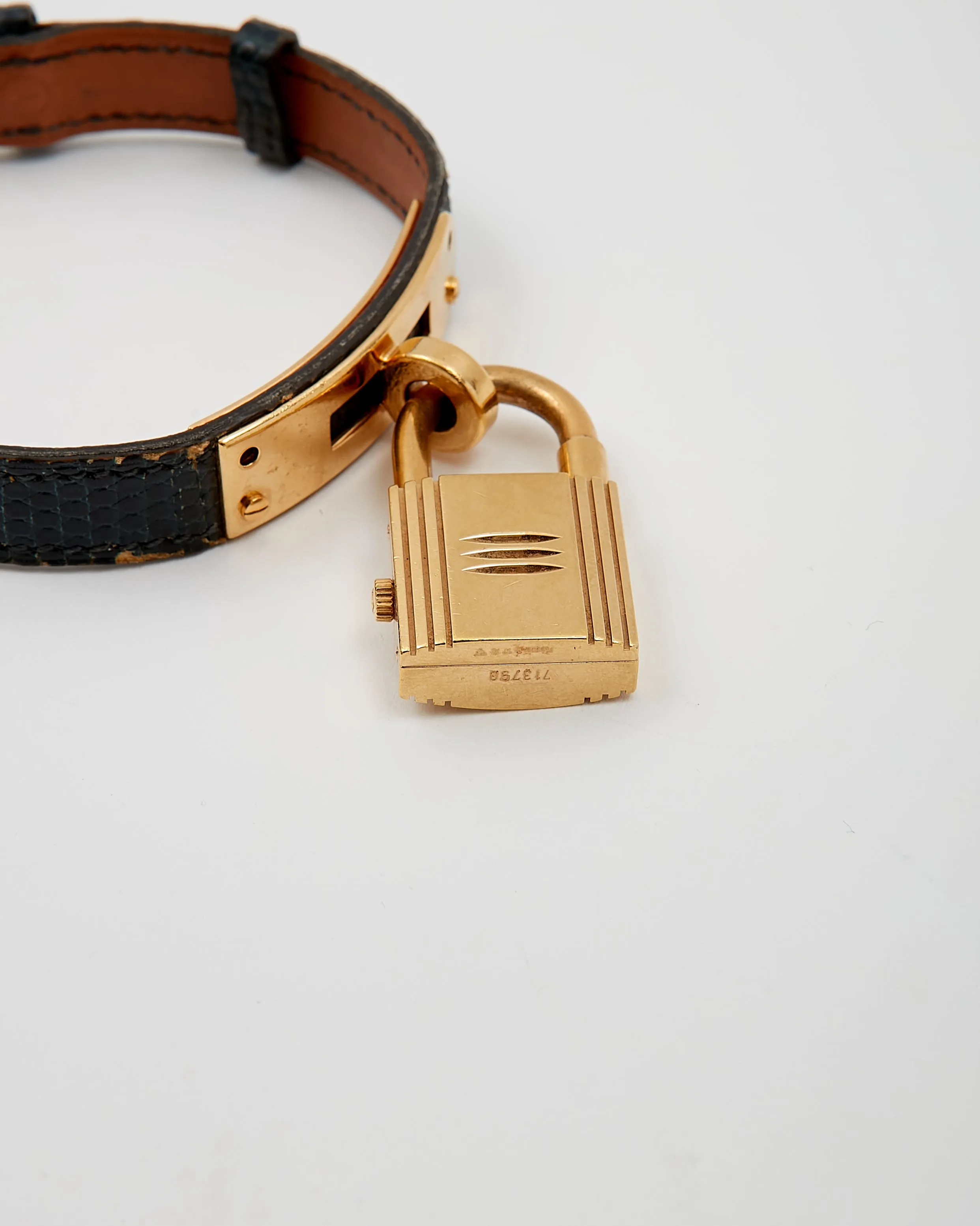 Hermès Navy Leather Kelly PM 20cm Watch