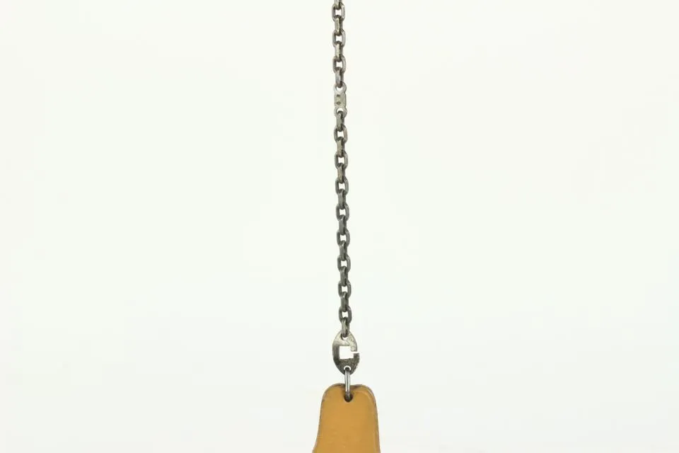 Hermès Pear Tan Leather Silver Bag Charm 1020h37
