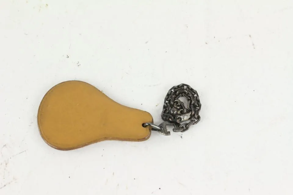 Hermès Pear Tan Leather Silver Bag Charm 1020h37