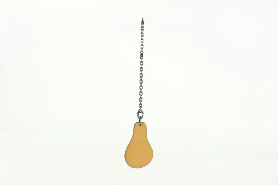 Hermès Pear Tan Leather Silver Bag Charm 1020h37