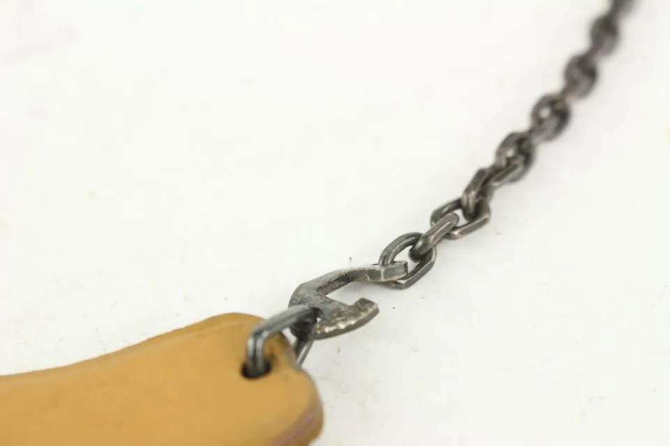 Hermès Pear Tan Leather Silver Bag Charm 1020h37
