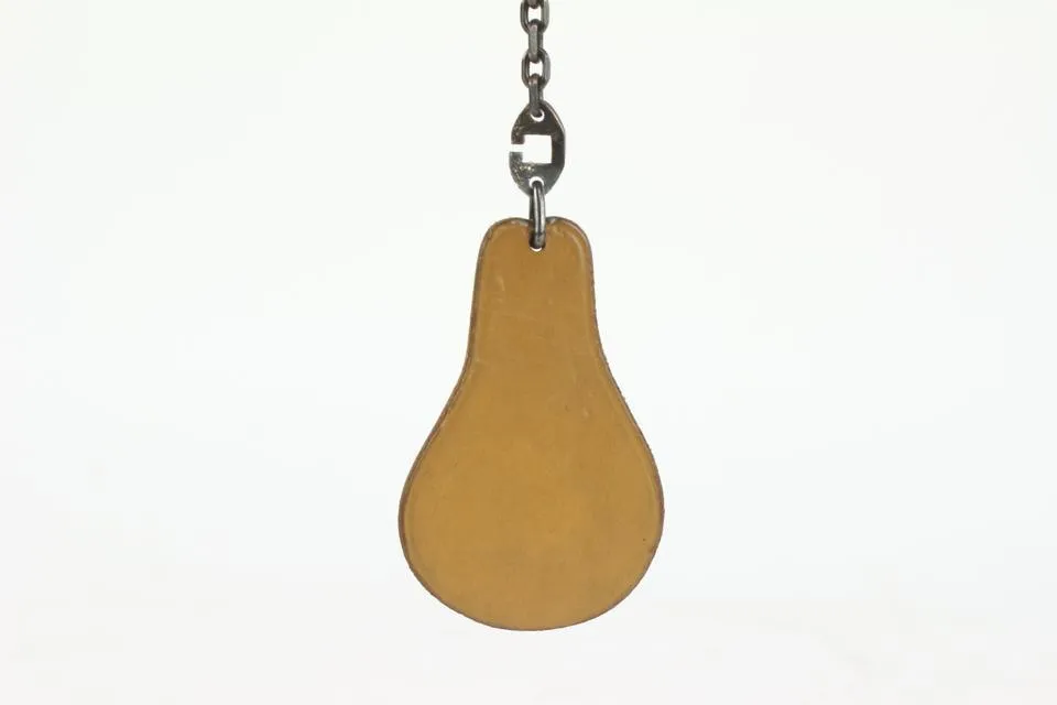 Hermès Pear Tan Leather Silver Bag Charm 1020h37