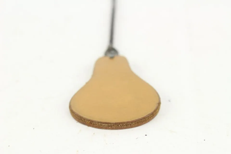 Hermès Pear Tan Leather Silver Bag Charm 1020h37
