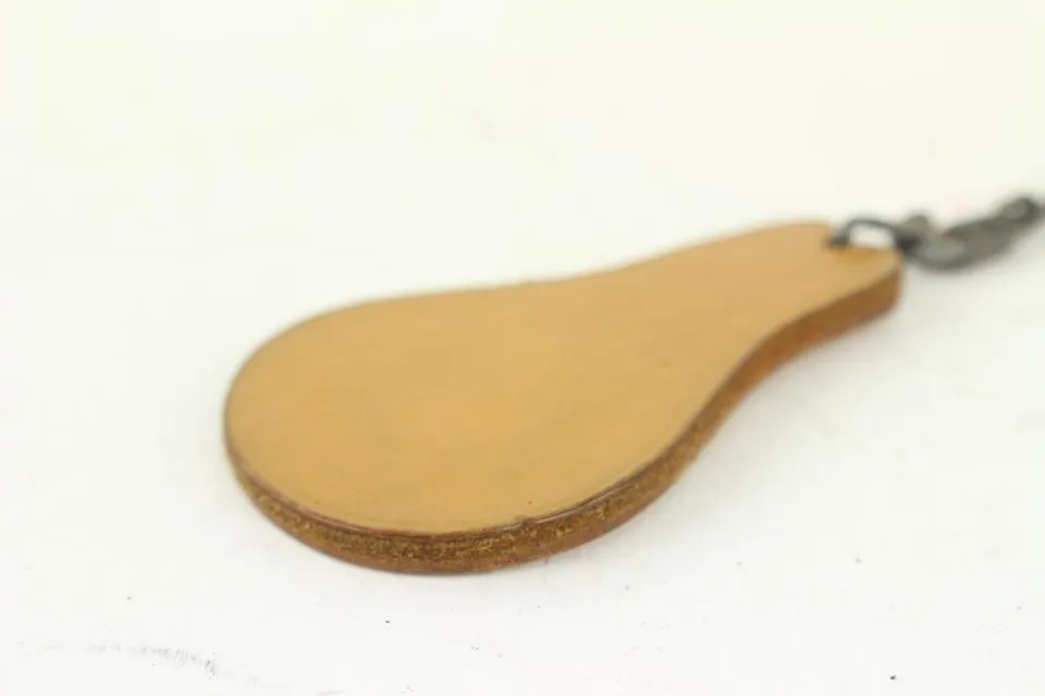 Hermès Pear Tan Leather Silver Bag Charm 1020h37