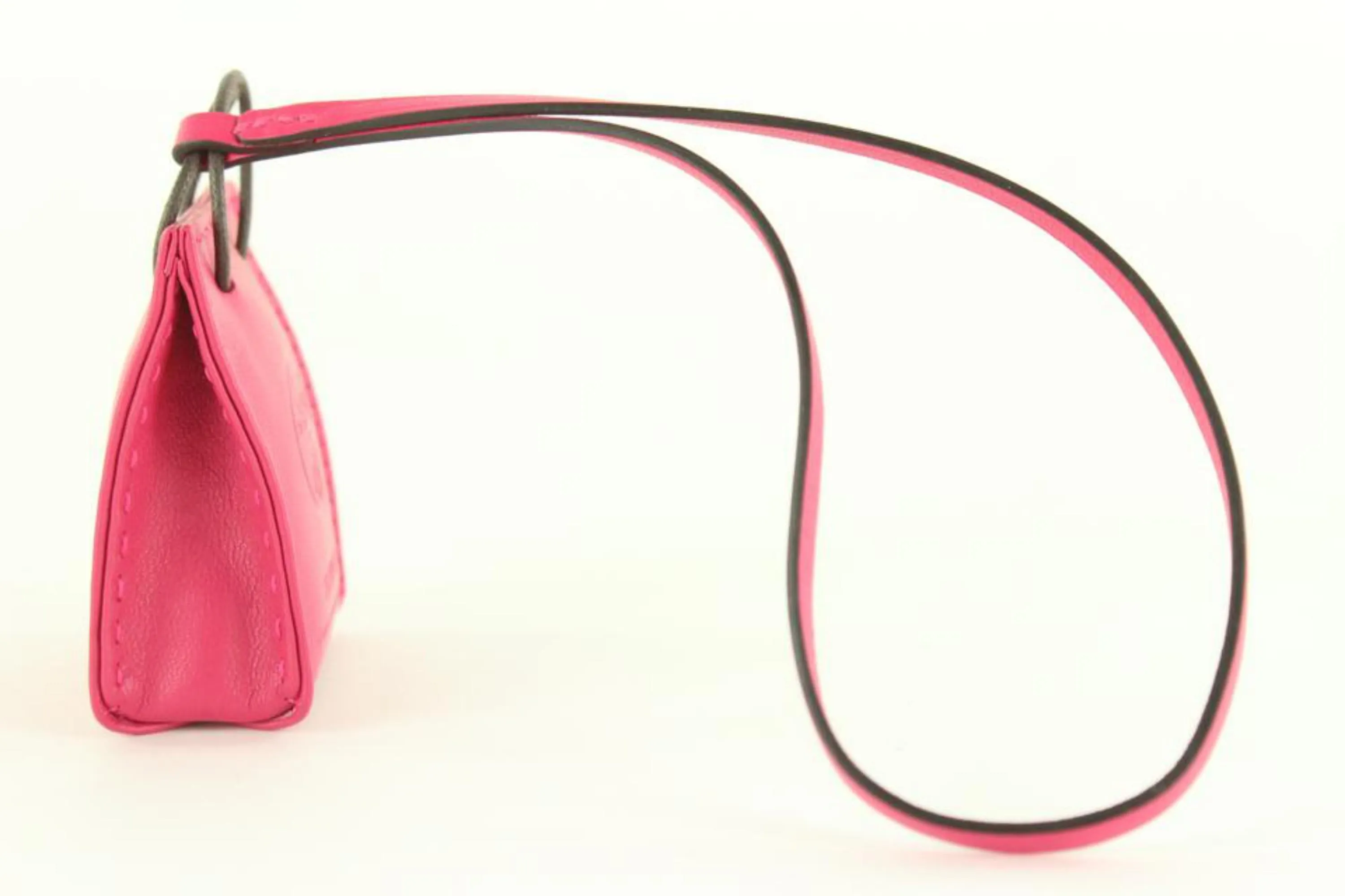 Hermès Rose Tyrien Shopping Bag Tote Charm Birkin Kelly 1H1026