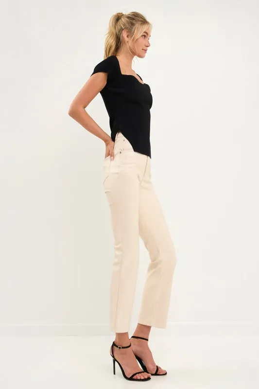 High Waist Pu Fabric Pants (Black or Cream)