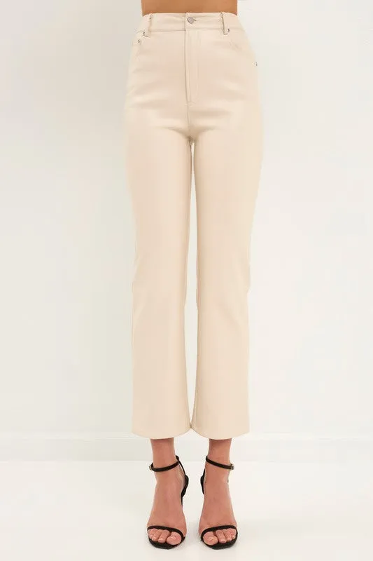 High Waist Pu Fabric Pants (Black or Cream)