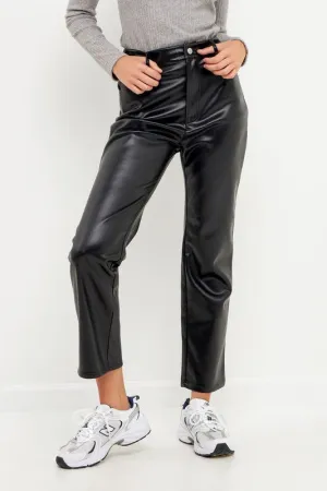 High Waist Pu Fabric Pants (Black or Cream)