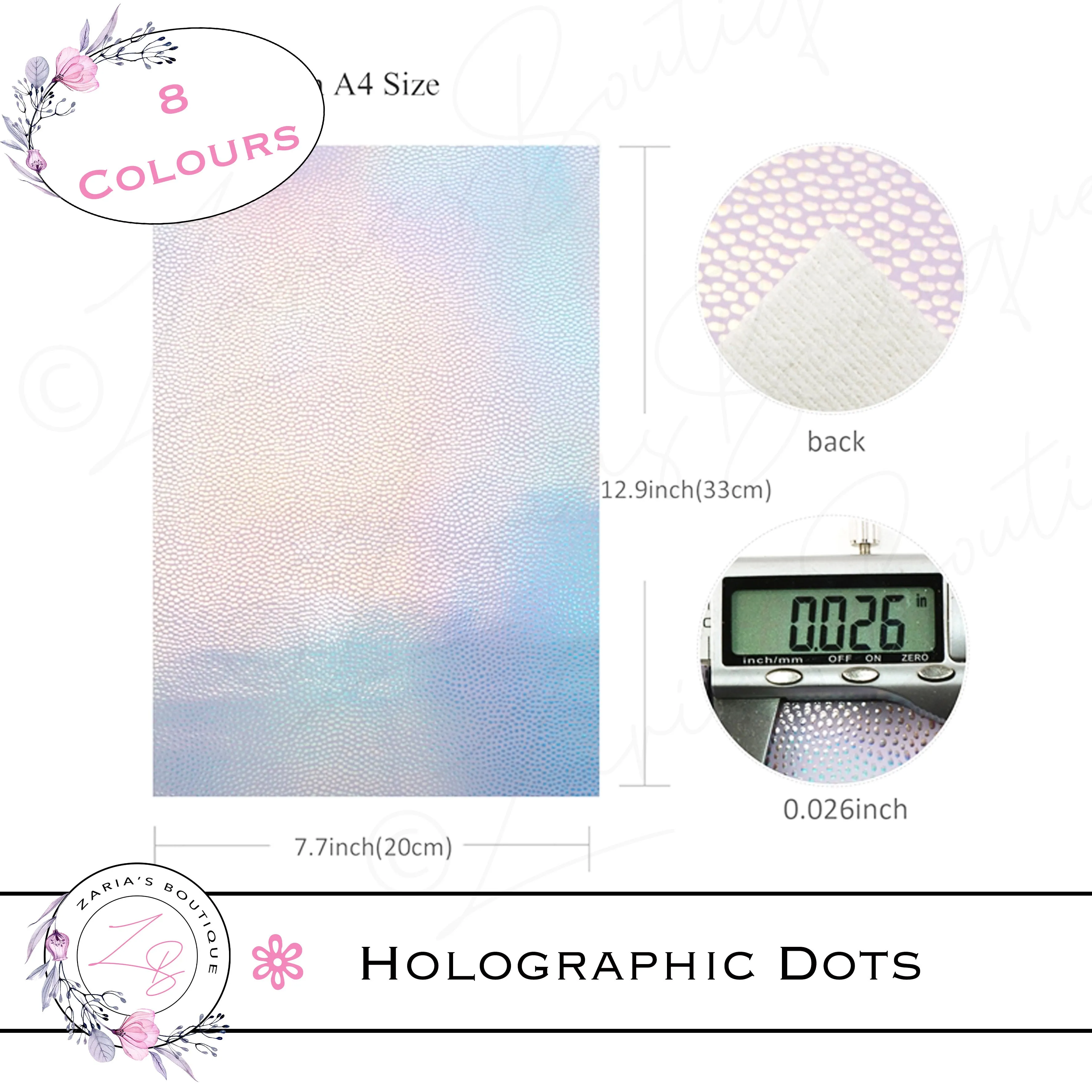 ⋅ Holographic Confetti Dots ⋅ Vegan Faux Leather ⋅ Light Green ⋅
