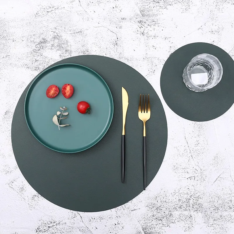 Insulation Oilproof Leather Placemat Western Food Mat Dining Tableware Table Mat Pads Bowl Cup Coaster Kitchen Accessorie