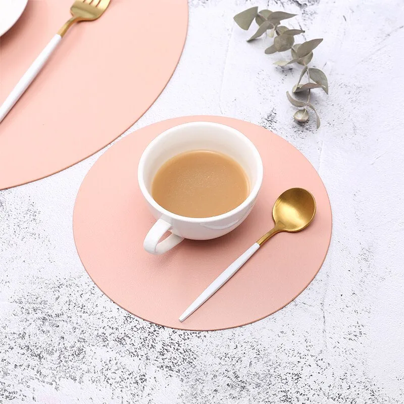 Insulation Oilproof Leather Placemat Western Food Mat Dining Tableware Table Mat Pads Bowl Cup Coaster Kitchen Accessorie