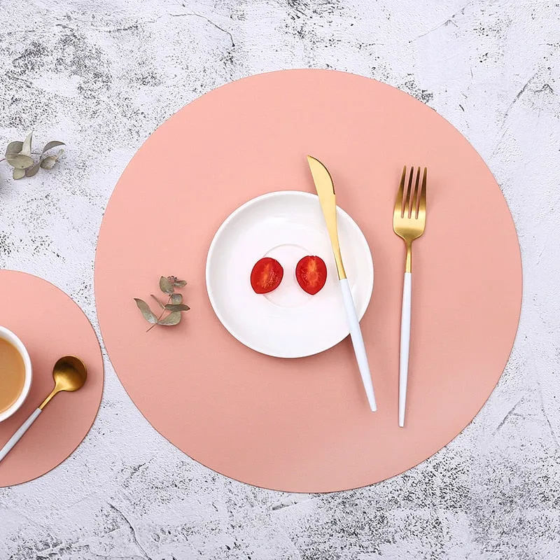 Insulation Oilproof Leather Placemat Western Food Mat Dining Tableware Table Mat Pads Bowl Cup Coaster Kitchen Accessorie