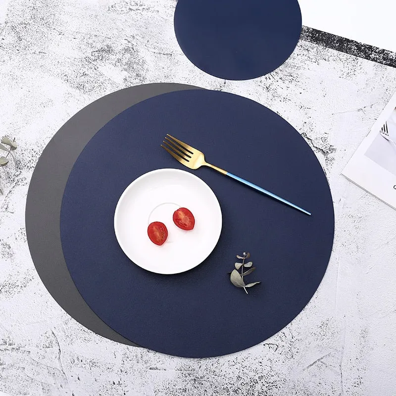 Insulation Oilproof Leather Placemat Western Food Mat Dining Tableware Table Mat Pads Bowl Cup Coaster Kitchen Accessorie