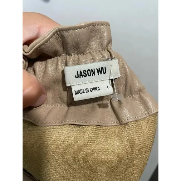 Jason Wu Tan Faux Leather Wrap Belted Mini Skirt