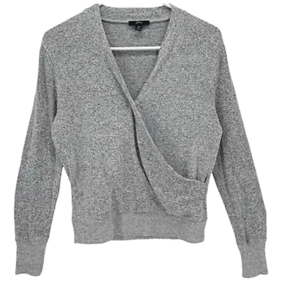 J.Crew Women’s Gray Faux Wrap Lightweight Long Sleeve Sweater Pullover Sz XLarge