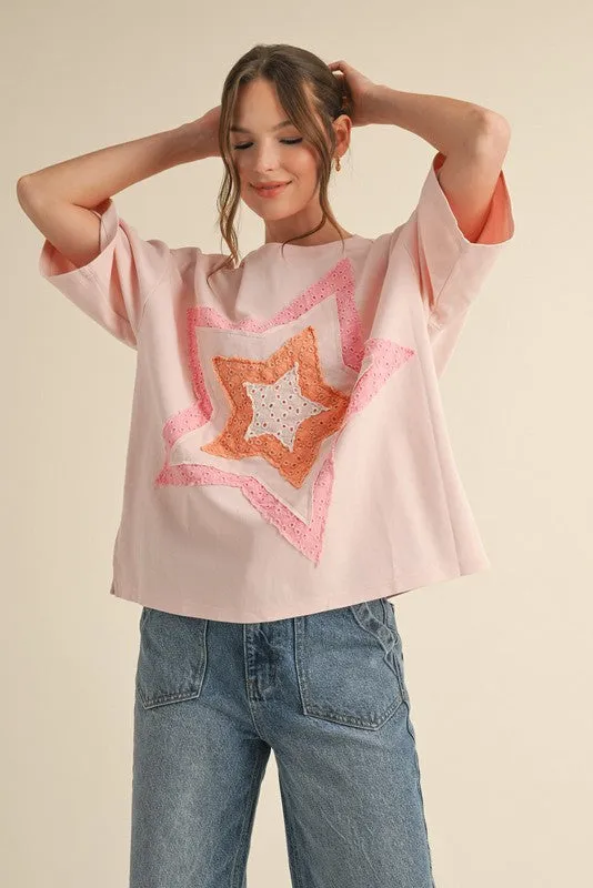 Jersey Star Patch Half Sleeves Top