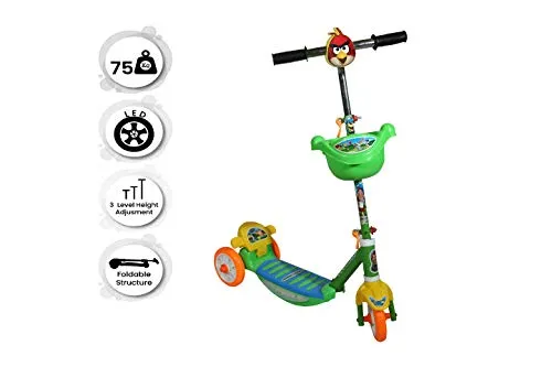 JoyRide Three Wheel Kick Scooter for Boys and Girls with Adjustable Height,Storage Basket , Foot Break (3 Years-8 Years)