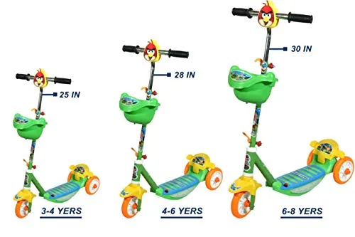 JoyRide Three Wheel Kick Scooter for Boys and Girls with Adjustable Height,Storage Basket , Foot Break (3 Years-8 Years)