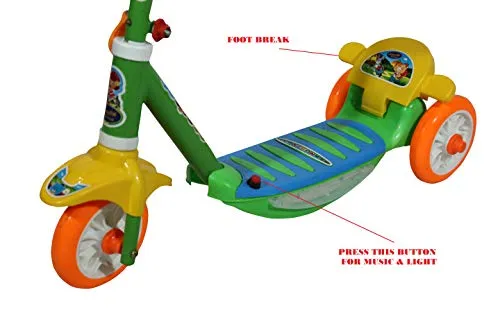 JoyRide Three Wheel Kick Scooter for Boys and Girls with Adjustable Height,Storage Basket , Foot Break (3 Years-8 Years)