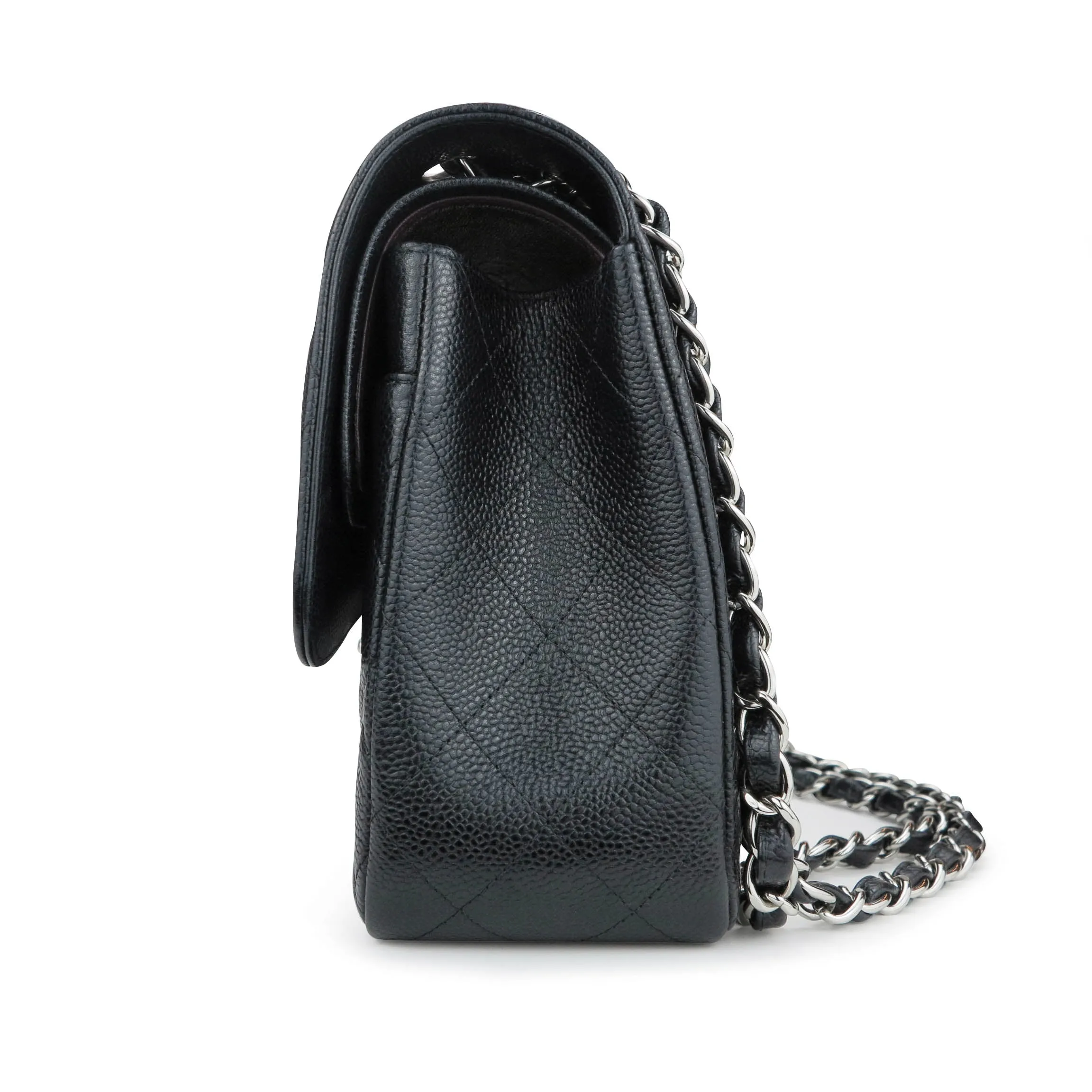Jumbo Classic Double Flap Bag in Black Caviar