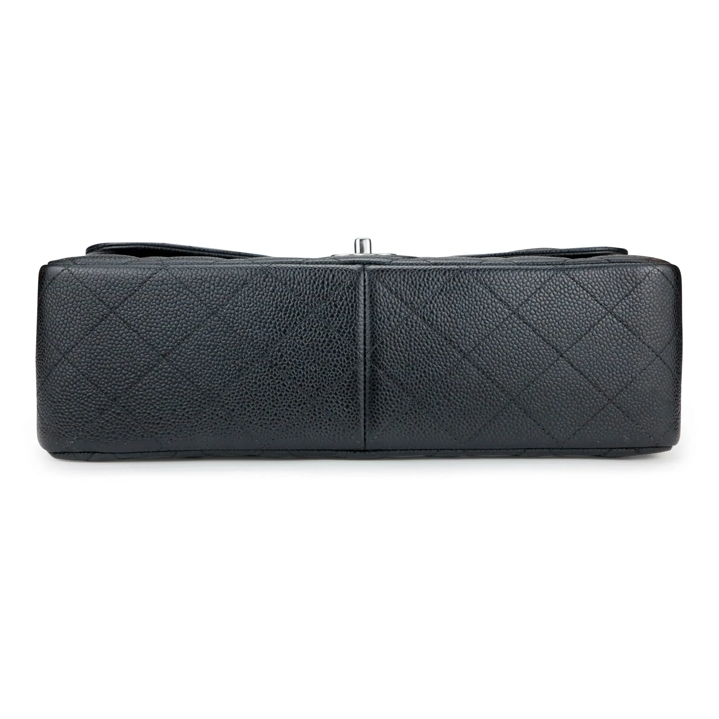 Jumbo Classic Double Flap Bag in Black Caviar