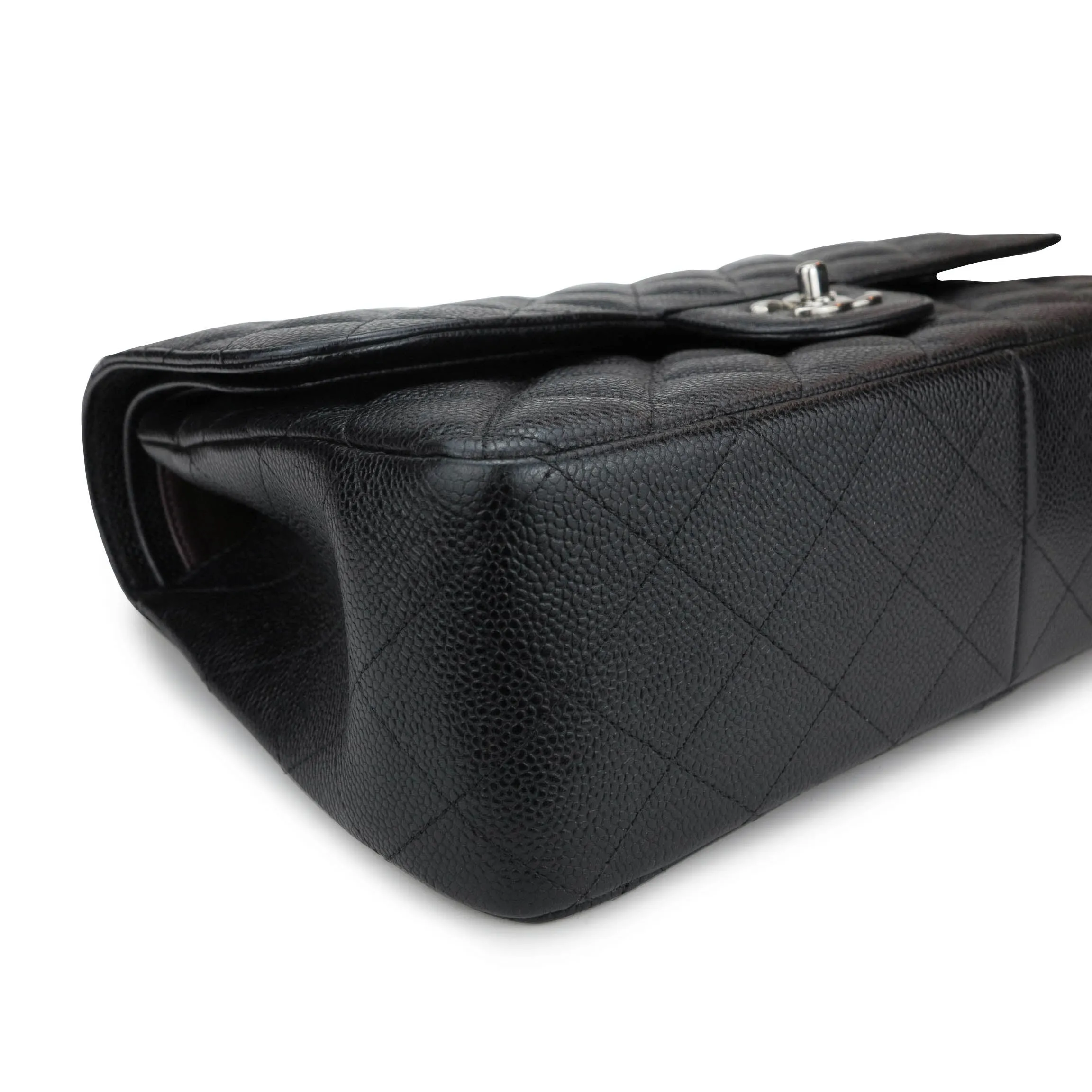 Jumbo Classic Double Flap Bag in Black Caviar