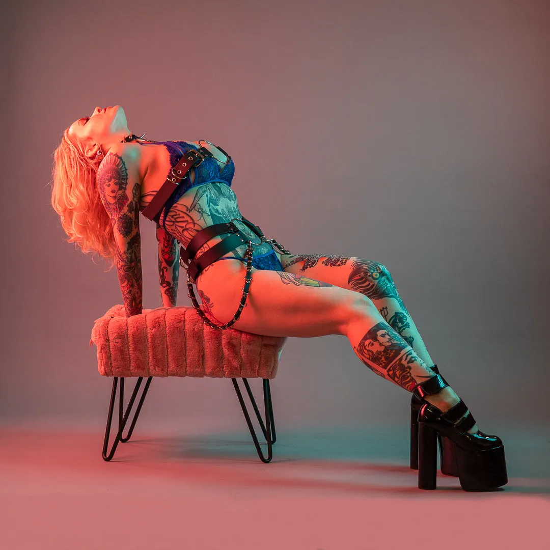 Jupiter buckle harness top faux or leather