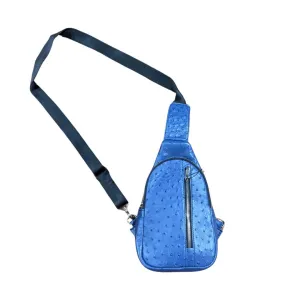 Kashani Indigo Blue Ostrich Crossbody Bag
