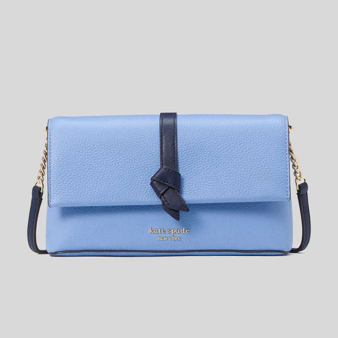 KATE SPADE Knott Colorblocked Flap Chain Crossbody Bag Genie Blue RB-KH171