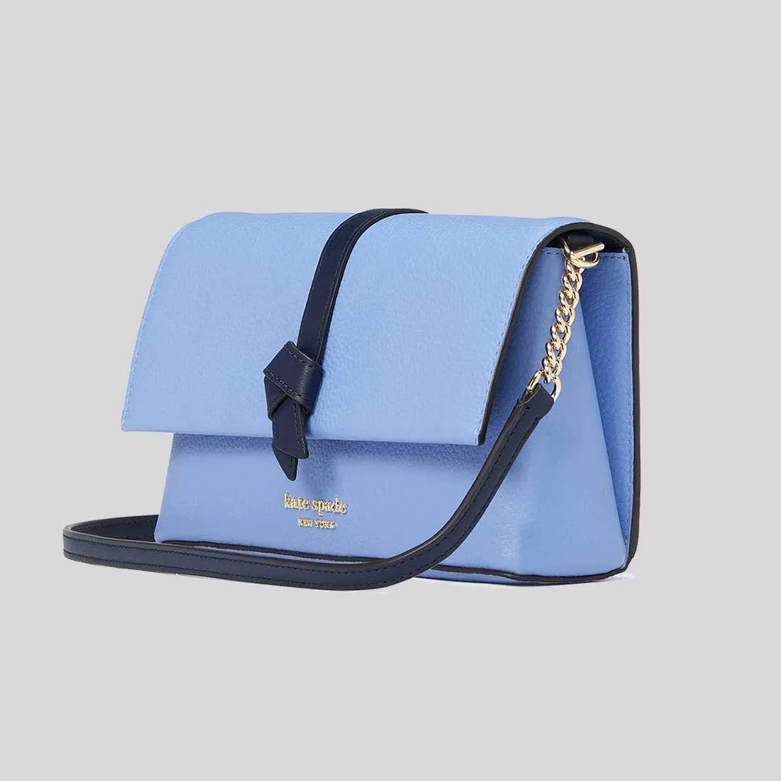 KATE SPADE Knott Colorblocked Flap Chain Crossbody Bag Genie Blue RB-KH171