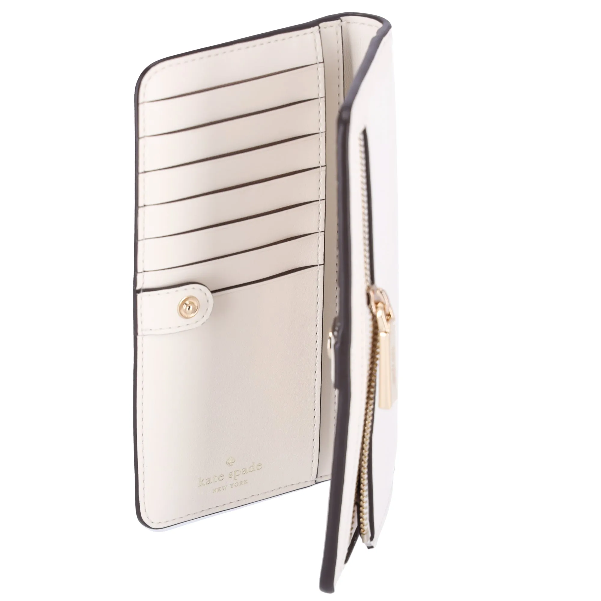 Kate Spade New York Coffee Break Large Slim Bifold Wallet Leather Cream Multi