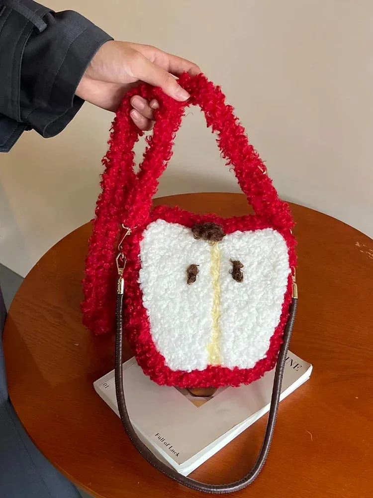 Kawaii Knitted Apple Shoulder Bag 🍏✨ - Trendy Tote & Crossbody for Stylish Women!💖👜