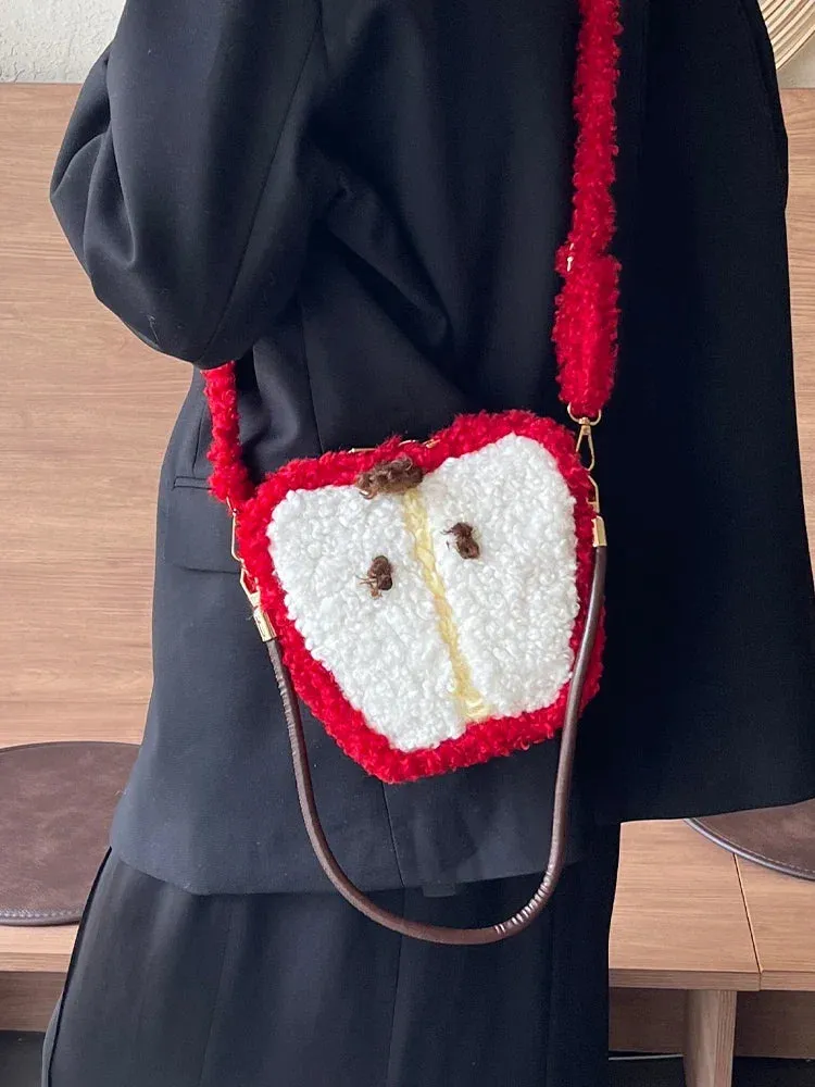 Kawaii Knitted Apple Shoulder Bag 🍏✨ - Trendy Tote & Crossbody for Stylish Women!💖👜