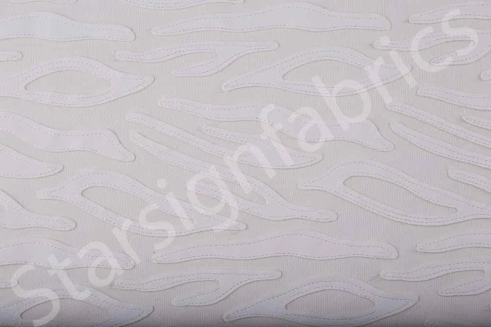 Kawasaki Style Laser Cut Faux Leather Embroidered Fabric