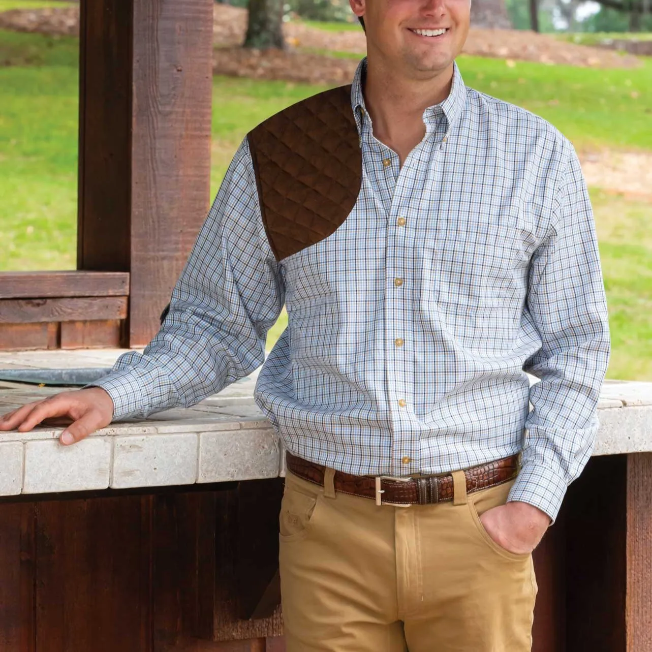 Kevin's Blue/Brown Multi Performance Tattersall Right Hand Long Sleeve Shooting Shirt