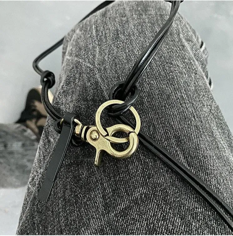 Keychain Stitching Pu Leather Necklace
