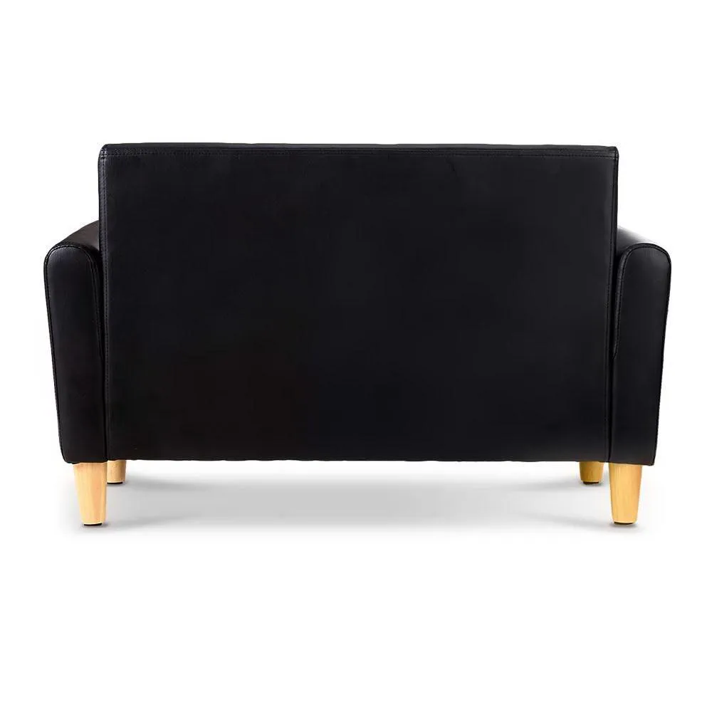 Kids Sofa Storage Armchair 2 Seater Black PU Leather Children Chair Couch