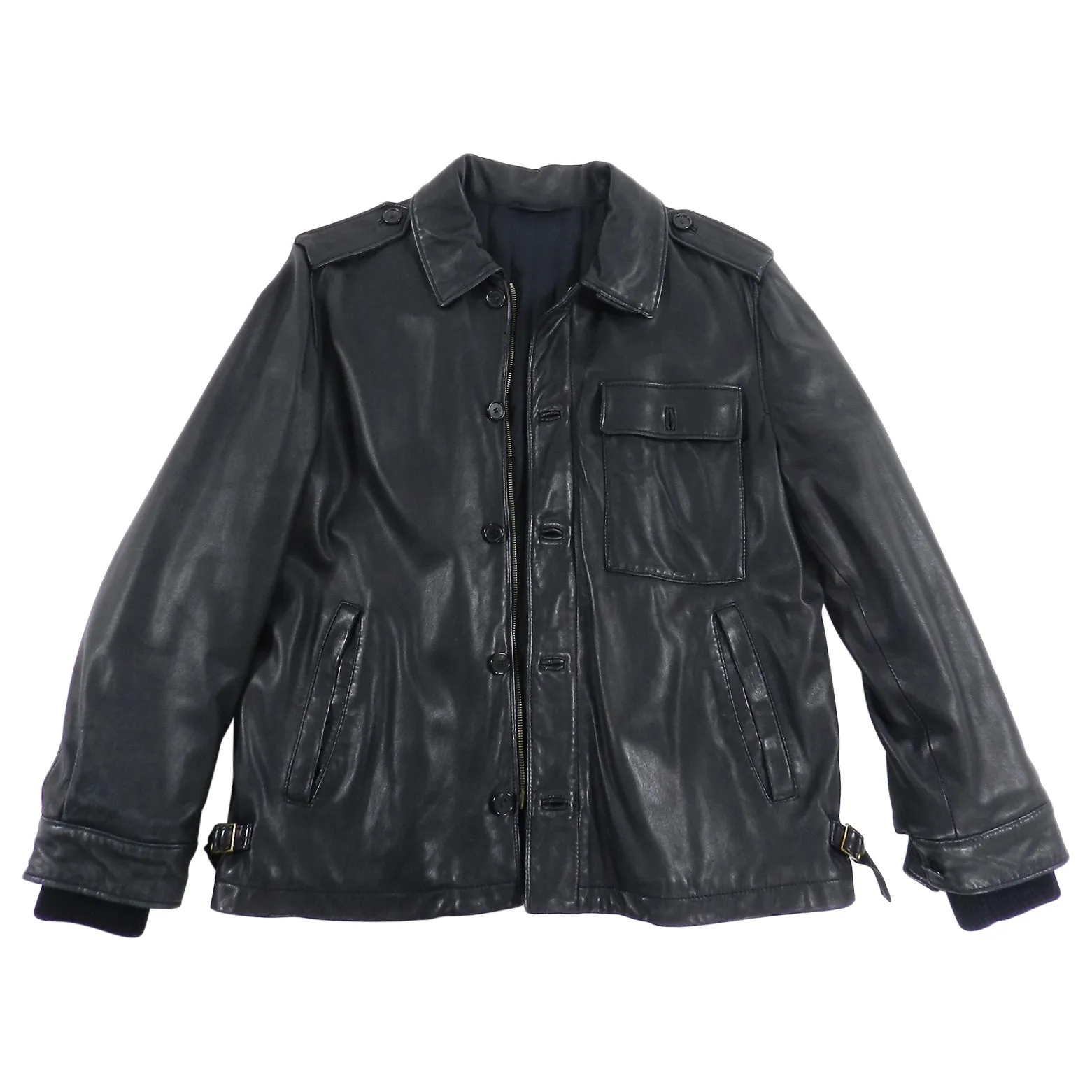 Lanvin Black Aviator Leather Jacket - L