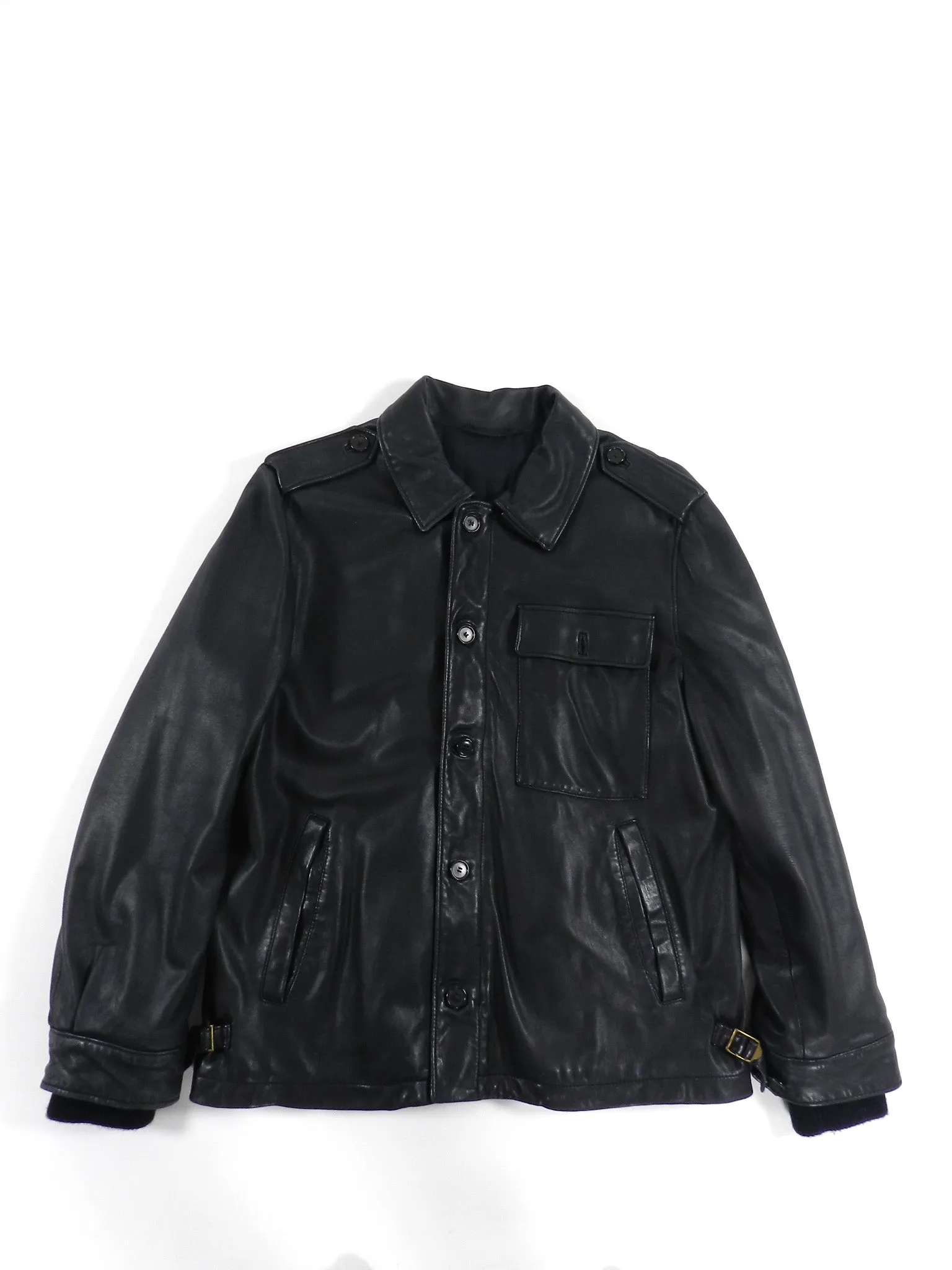 Lanvin Black Aviator Leather Jacket - L