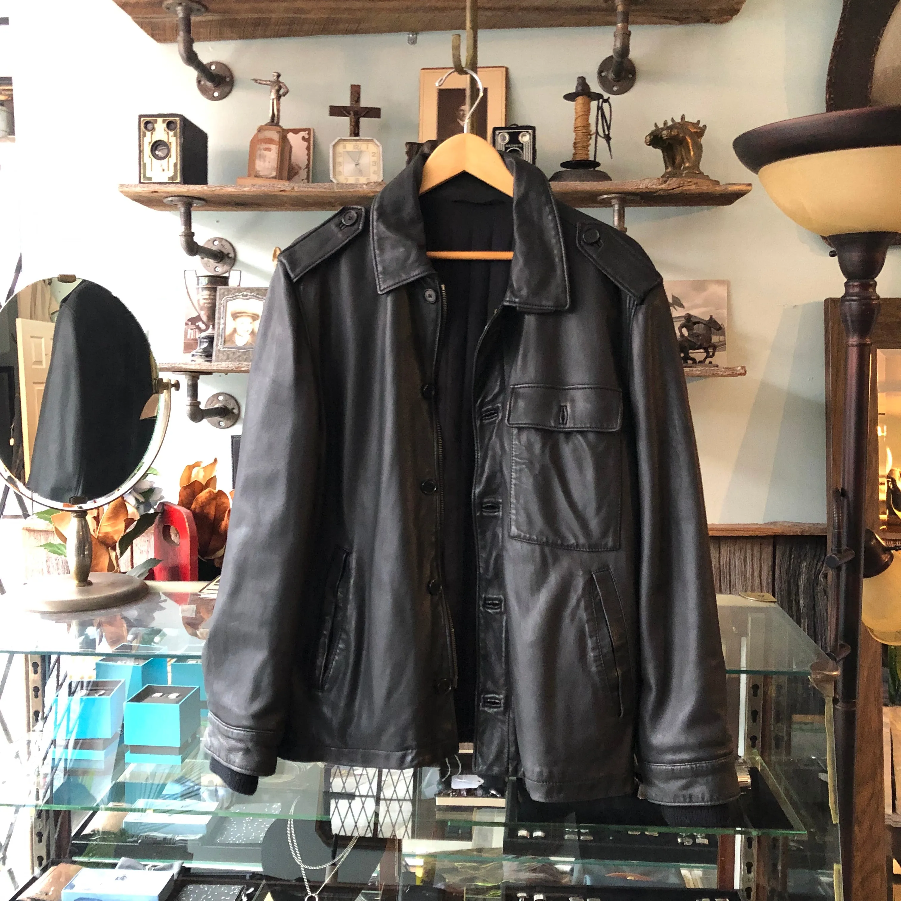 Lanvin Black Aviator Leather Jacket - L